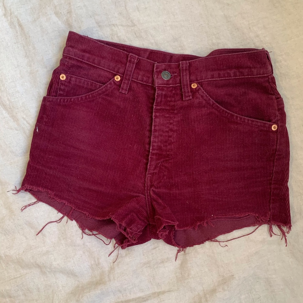 Oxblood colored vintage Levi cutoffs